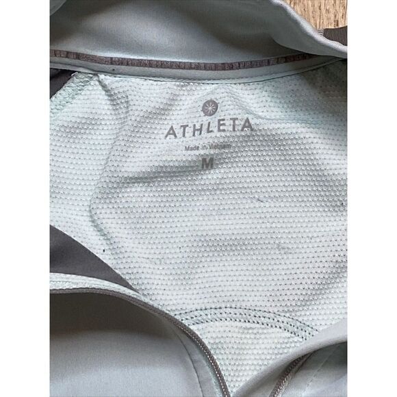 Athleta Women M Jacket Sweatshirt Blue 1/2 Zip Knit Stretch Activewear 54023 - Picture 9 of 12
